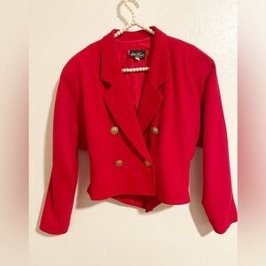 High Point New York Cropped Red Blazer Jacket Size 4
